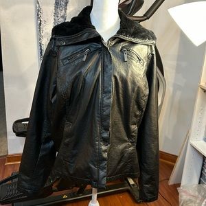 Gently used JouJou black jacket with faux fur collar.